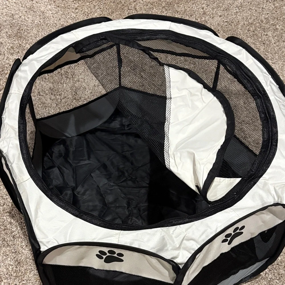 Small Pet Playpen with Paw Print Design